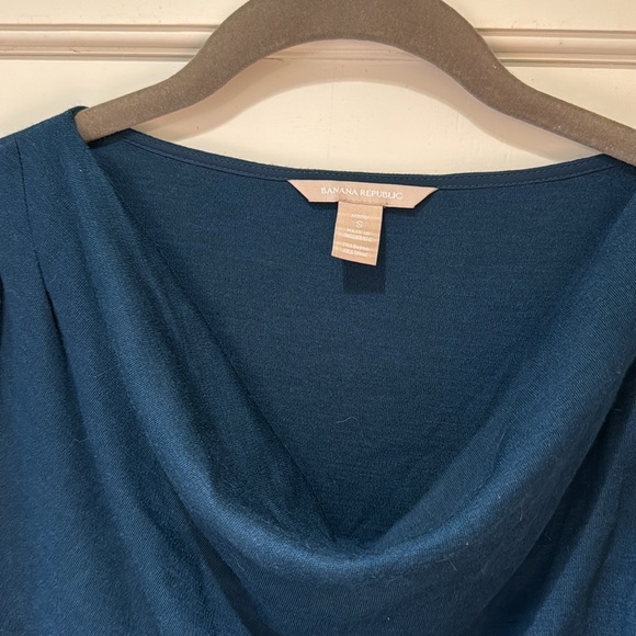 Banana Republic teal dress with cowl neck and ruched waist - Picture 2 of 3